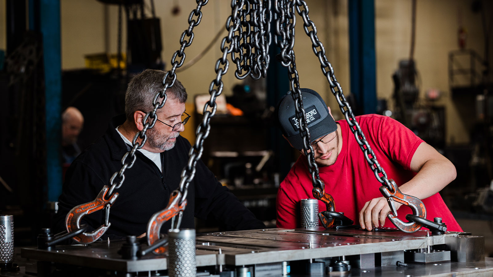 Jamie and Ethan building a die together at Jonesboro Tool & Die